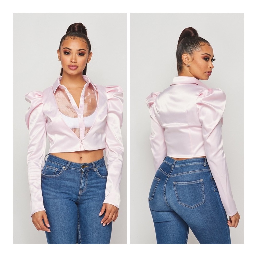 Rise On Satin-Sheer Crop Top